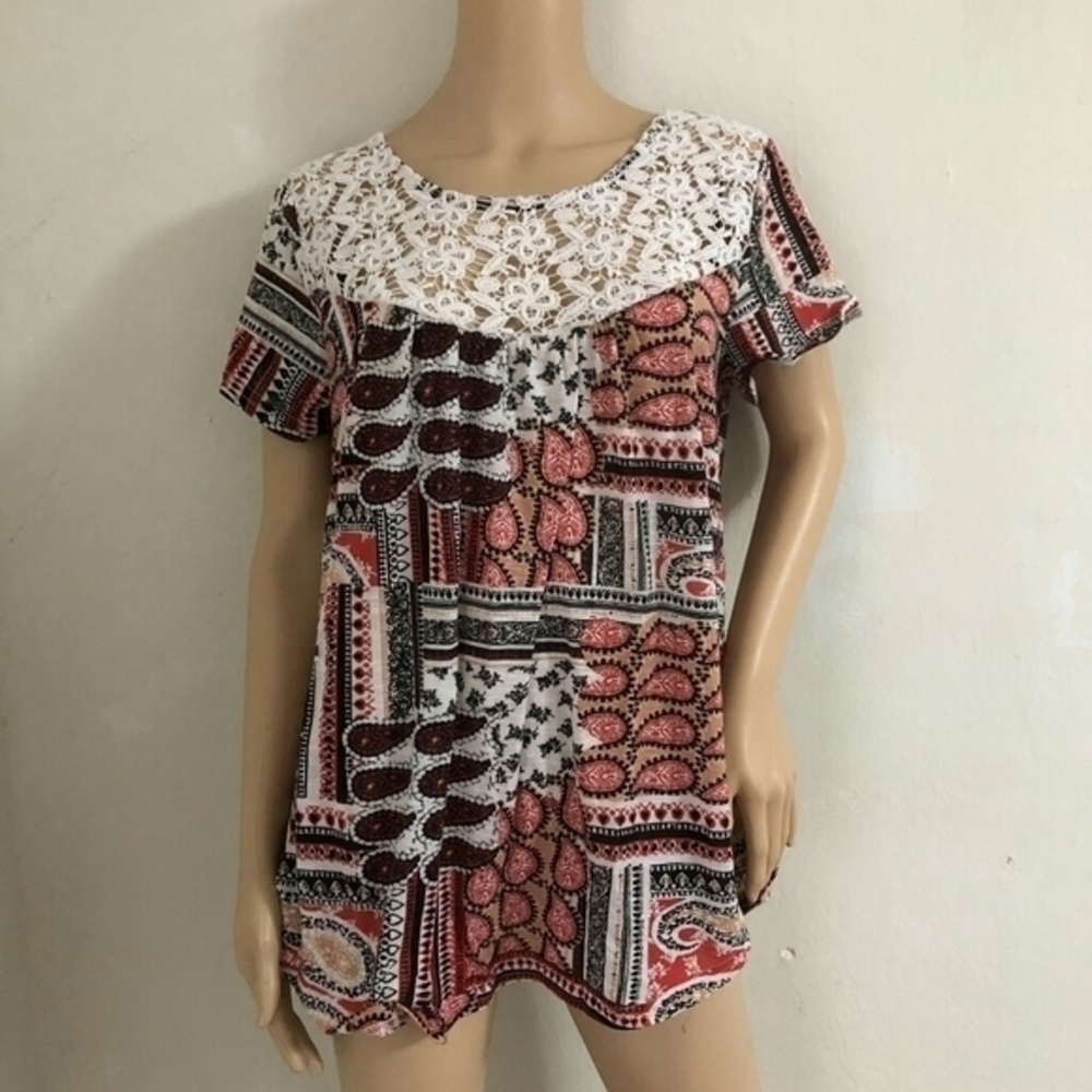 stem& vine multicolors stretch top size 1X